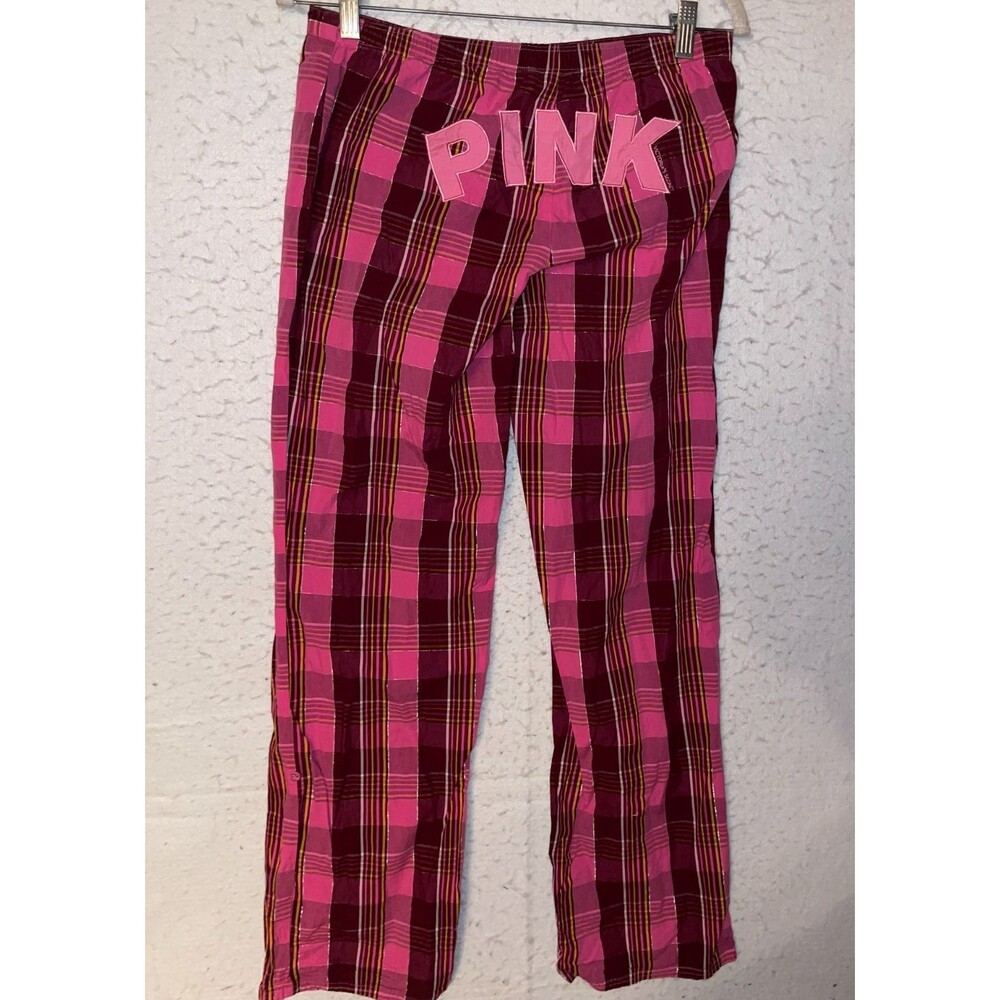 Victoria Secret PINK Pajama Lounge Pants Red Logo Vintage XS Cotton Logo Y2K